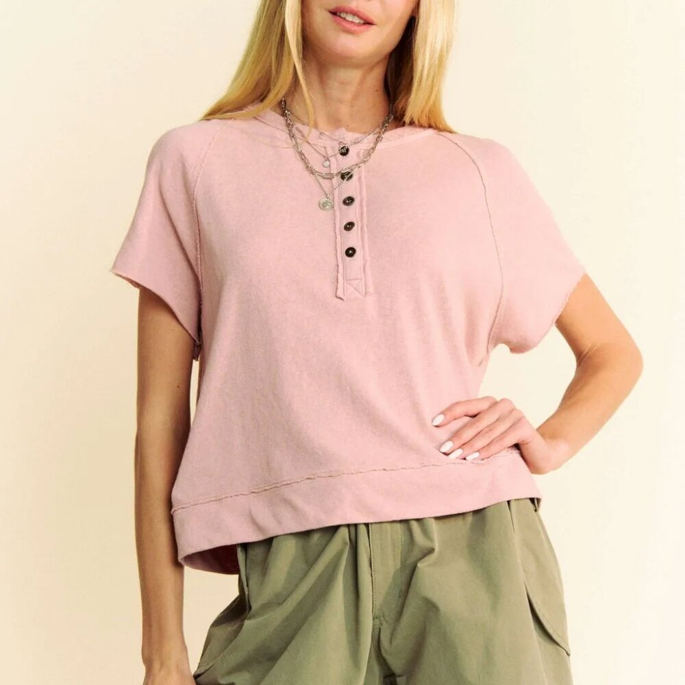 Davi & Dani Breezy‎ Knit Fabric Short Sleeve T-shirt Top